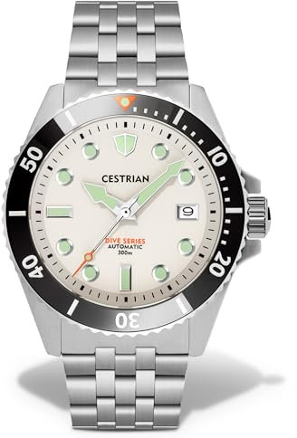 Cestrian Dive Series Weißes Zifferblatt Schwarze Keramiklünette Stahlarmband Automatische 300M Herrenuhr