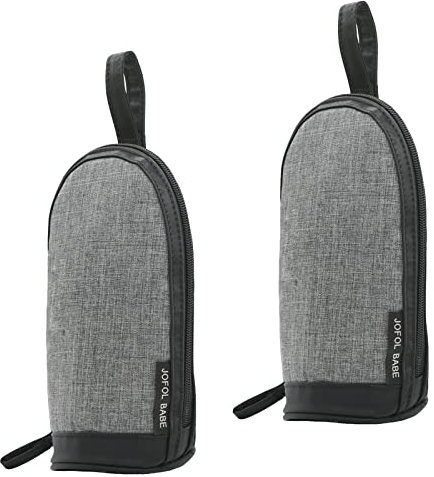 JOFOL BABE Flaschentasche, Muttermilch-Kühltasche für Reisen, Babyflaschen-Kühltasche, Flaschentasche, Muttermilch-Kühltasche, isolierte Flaschentasche (Zwei Stücke, Grau)