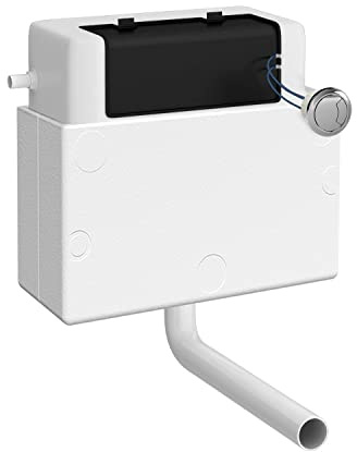 nuie XTY011S Ceramics Accessories Pneumatic Water Saving Dual Flush Universal Access Concealed Cistern, 296mm, Chrome