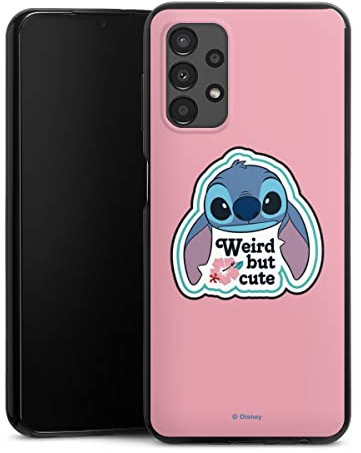 DeinDesign Slim Case extra dünn kompatibel mit Samsung Galaxy A13 4G Silikon Handyhülle schwarz Hülle Lilo & Stitch Disney Sprüche