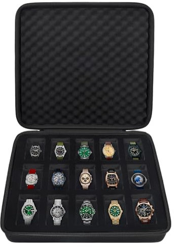 Boobowl Uhrenbox Veranstalter/Uhrenkasten Display Aufbewahrungsbox Passend für alle Armbanduhren und Intelligente Uhren bis zu 42 mm - Schwarz