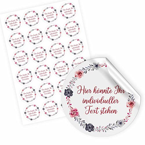 24 Stück Personalisierte Aufkleber - Personalisierte Aufkleber mit Wunschtext - 4,5 cm Runde Papieraufkleber Etiketten für Hochzeit, Taufe, Produkte, Geburtstag (Style 2)