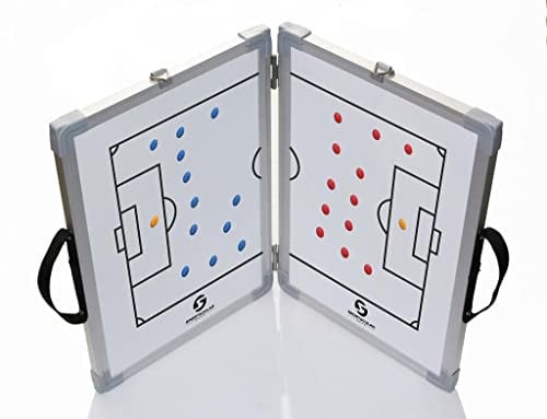 Sportacular Gear klappbare Taktiktafel Fußball BEIDSEITIG verwendbar inkl. Zubehör | Coachboard Professional | Stabiler Alu-Rahmen (45x30)