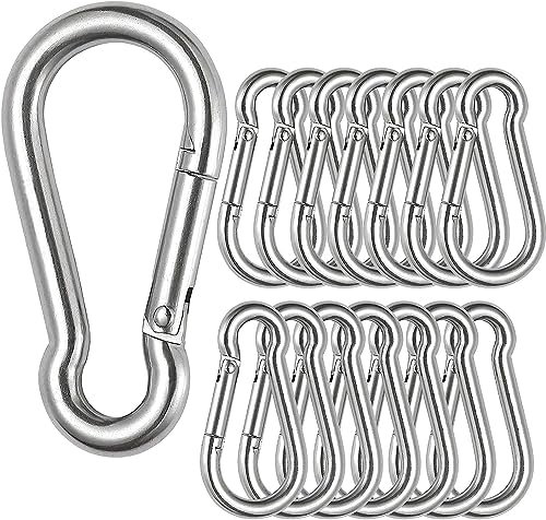 SENENQU 12 Stück- M4 Karabiner Edelstahl 4x40 mm Klein Karabinerhaken Edelstahl Tragfähigkeit 100 kg/220 lb, Haken Karabinerhaken Camping Hamc Schaukel - 40mm x φ4 mm