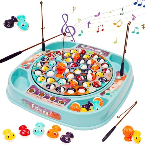 Maycoly Musikspielzeug Angelset Angelspiel Fisch mit Musik und 45 Fischen- Spielzeug für Kinder, Kinderspielzeug Pädagogisches Spielzeug ab 3 Jahren