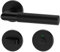 ERGO line BAUHAUS Modern, Edelstahl Türbeschlag Türgriff für Badtüren WC Schwarz Matt L-FORM, Rund-Rosette Drückergarnitur, Türklinke, Türdrücker