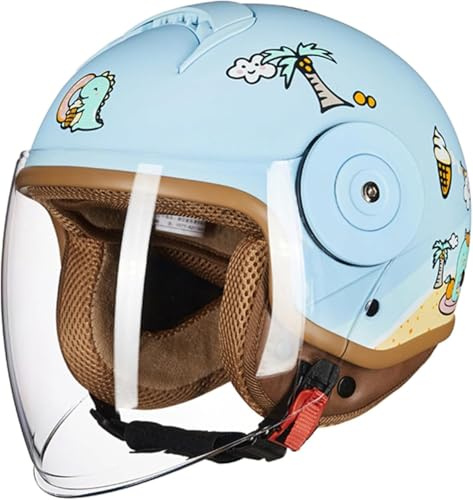 Niedlicher Kinderhelm, Vierrad-Motorrad-Integralhelm Für 5–14 Jahre Alte Jungen Und Mädchen Mit Visier, Jugendliche, Kinder, Roller, Skateboard, Kart-Helm, Jet-Helm, ECE-Geprüft B,52-56CM