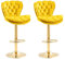 AUKWIK 360°drehbar Barhocker Samt 2er Set, Höhenverstellbare Barstühle, Drehstuhl, Küchenstühle mit Rückenlehne und Fußstütze für Home Bar, Gelb
