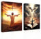 CXHOSTENT Jesus Leinwand Wandbilder 2-teiliges Gott Porträtbild das Kreuz und die Friedenstaube Wanddekoration christliches Kunstwerk (B, 28.00 x 35.00 cms x 2PCS)