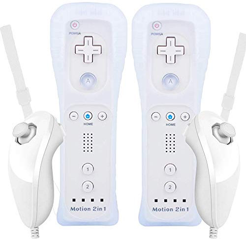 MOICUCU Wii Fernbedienung Wii Controller mit Motion Plus und Nunchuck,Wireless Wii Remote Controller mit Silikonhülle Handschlaufe für Wii