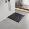 Heilmetz Piatto doccia 80x80 cm piatto,Piatto doccia Nero antiscivolo effetto pietra + copertura SMC, apertura di scarico Ø 90 mm (senza sifone