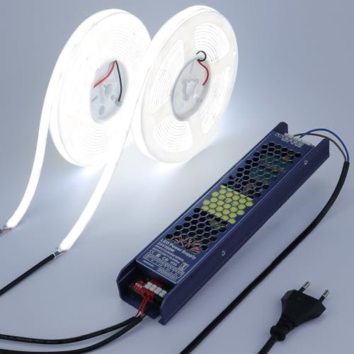 BENLUN 24V LED Strip Diffusion Outdoor 10M (5M x 2), 6000K Kaltweiss LED Streifen Aussenbereich Wasserdicht, LED Band Hell 24000LM 240W Selbstklebend mit Netzgerät für Zimmer Dekoration