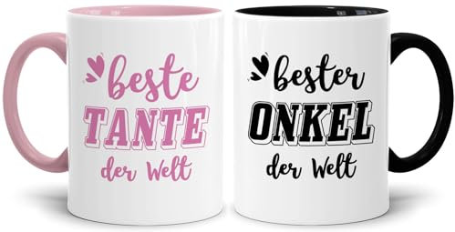 Tante und Onkel Geschenk – Tassen Set Beste Tante & Bester Onkel“, Weihnachtsgeschenke von Neffe/Nichte, Geschenk zum Geburtstag, Muttertag, Vatertag