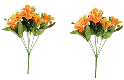 Ciieeo 2St künstliche Lilie künstliche blüten Artificial Latex-Real-Touch- FALSCH künstliche Pflanzen Lilie aus Kunststoff gefälschter Blumenstrauß Esstisch schmücken