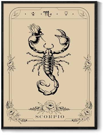 MHARTK66 Konstellation Leinwand Bilder mit Rahmen Schwarz, 30x40 cm Skorpion Tarot Wandbilder Wohnzimmer, Hexe Dunkle Akademie Wandkunst Aesthetic, Gotische Wanddeko Schlafzimmer Desktop Zimmer Flur