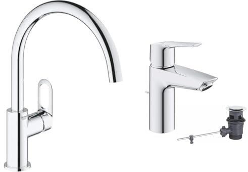 GROHE Start Flow - Einhand-Spültischbatterie & Start - Einhand-Waschtischarmatur (wassersparend, langlebige Oberfläche, S-Size), chrom, 24209002