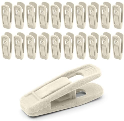 ZYKORT 20 Pinzas de Terciopelo para Ropa, Pinzas de Terciopelo para Perchas, Pinzas Antideslizantes, Resistentes y Duraderas para Ropa, Pantalones, Vestidos, Faldas, Trajes (Beige)