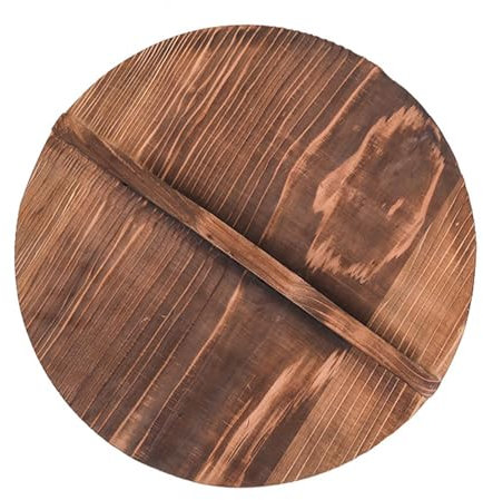 Baoblaze Wood Pan Lid, Skillet Cover, Thickened Lightweight Round Universal Frying Cover, Wooden Drop Lid for Kitchen, 24CM