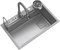 TETEOLALA Fregadero De Cocina De Un Seno Fregadero Doméstico Multiusos Fregadero para RV con Grifo Extraíble Y Lavavasos Montaje Superior O Bajo Montaje/Gris Pistola-A/80X50X20Cm
