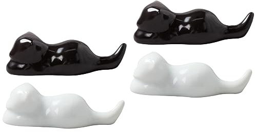 Support de baguettes, Support de baguettes , Lot de 4 porte-baguettes en céramique en forme de chat, repose-baguettes, porte-ustensiles, oreillers de lapin, porte-sachet de thé, oreiller décoratif, po