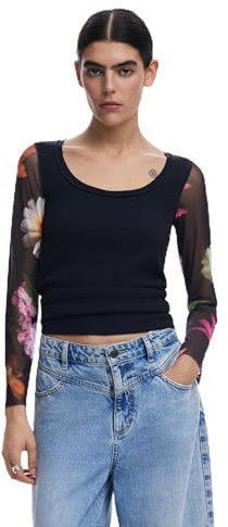 Desigual Damen 25SWTK93 T-Shirt, Black, XL