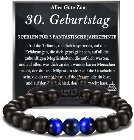FAOMZQ 30 Geburtstag Männer, Perlen Armband Geburtstagsgeschenk für Männer, Geschenke zum 30 Geburtstag Mann Vater Sohn Enkel Neffe Bruder Onkel Ehemann Patensohn