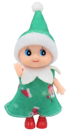 Weihnachtself, Winzige Elfen-Puppe, Weihnachtselfen Figuren Mini Elfen, kleiner Helfer des Weihnachtsmanns Mit Beweglichem Kopf Und Füßen, Little Elf Puppe Spielzeug für Jungen Mädchen (Grün)