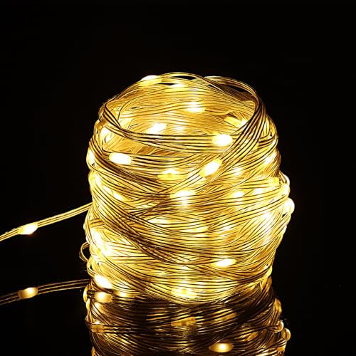 50 Meter LED String Licht Warmweiss mit 220V 230V Transformator, 50M 240leds LED Lichterkette 8 Modi IP65 Wasserdicht (Warmweiß, 50M)