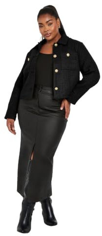 Yours Curve Collared Boucle Jacket - Women's - Plus Size Curve