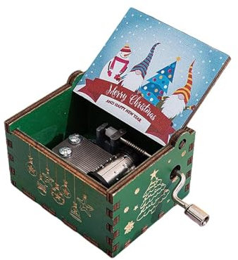 Weihnachts-Spieluhr mit Kurbel, Spieluhr, Weihnachten, aus, graviert, Vintage, Weihnachten, Dekoration, Geschenke für Neujahr, Weihnachten, Mädchen, Männer, Frauen