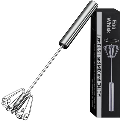 Egg Whisk, Upgraded Stainless Steel Semi Automatic Whisk,Hand Wisk Egg Beater Easy to Use for Making Cream, Blending, Whisking, Beating & Stirring (12 Inch)