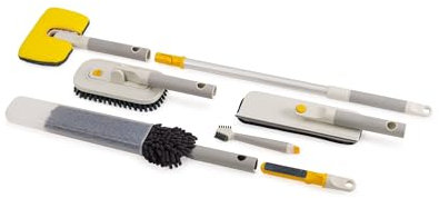 Joseph Joseph CleanTech Set de 5 Cepillos para Limpieza Profunda con Mango Extensible Telescópico Ajustable para Cristales, Azulejos, Lechada