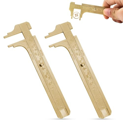 FSWWSF Lot de 2 petits pieds à coulisse en laiton - Analogique - Haute précision - Pour la maison et le travail du bois - Mesures industrielles (double échelle de 0 à 100 mm)