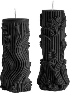 Handgemachte Kerzen aus natürlichem Bienenwachs | Besondere Kerzen Deko | Nachhaltige Kerze für Zuhause & Geschenkideen | Kerzenwachs Natur | Set mit 2 Stück Schwarz