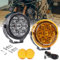 BraveWAY 4.5 Pouces Feux Additionnels Moto Phare LED Auxiliaire Antibrouillard 140W 15530LM Feux de Route Motos 7 Modes Stroboscopiques Avec Couvercle Ambré Faisceau de Câbles et 2 Supports de Montage