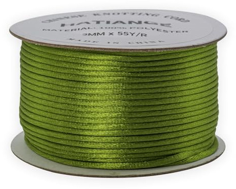 Cordoncino in raso a coda di topo, 2 mm, colore oliva misto, per la creazione di gioielli, bracciali, collane, filo per perline, macramè, nodi cinesi, artigianato - 50 metri