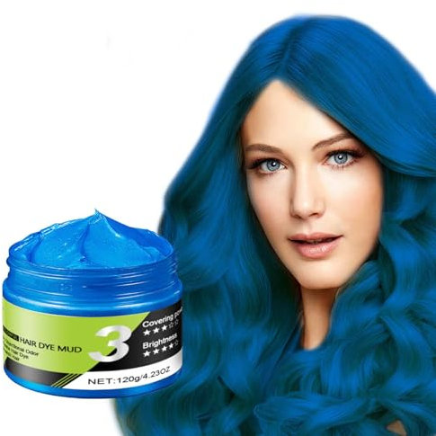 Blue Haarwachs,Temporäre Blau Haarsprayfarbe, Waschbares Crazy Blue Hair Color, Instant-Haarfärbemittel, Natürliche Haarfarbe, Styling-Haarton für Männer, Frauen, Party