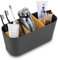 Support pour Brosse à Dents en Bambou - Porte-Brosse 5 Compartiments 21x11x10 cm - Matériau Bambou - Support Multifonction pour Brosse Électrique - Organisateur Salle de Bain/Bureau (Noir)