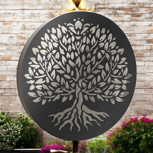 Metal Tree of Life Solar Wall Panel – 40 x 40 x 5 CM | Solar-Powered Metal Wall Art | Weatherproof LED Outdoor Décor for Garden, Patio, Fence & Balcony