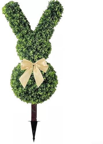 Getdoublerich Osterhasen-Formschnitt-Baum, Kaninchenform, Buchsbaum-Pflanze für Veranda/Garten, Dekoration, Innen- und Außenbereich, dekoratives künstliches Grün (Stil 1)