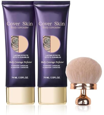 Body Coverage Perfector, All-Over Teint Perfektionierer mit Extra großer Körper Make-up-Pinsel, Tattoo Abdeckung Wasserfest, Bein und Körper Narbe Abdeckung Make-up