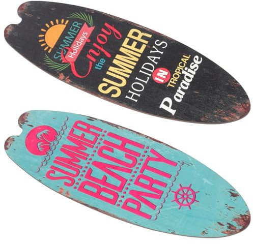 BESPORTBLE 2 Stück Surfbrett Holzschild Deko Für Sommerliche Strand Atmosphäre – Vintage Wanddekor Für Bar Und Zuhause, Wandkunst