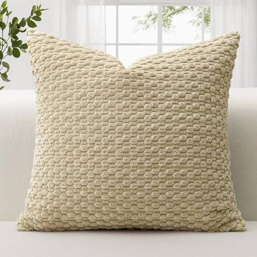 JOTOM 1 Stück Cord Kissenbezüge, 3D Bubble Texture Boho Zierkissenbezug Dekorative Sofakissen Dekokissen Kordsamt Kissenbezug Deko Kissenhülle für Couch Sofa Wohnzimmer (40x40cm, Lichtkaffee)
