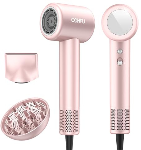 CONFU Hair Dryer with Diffuser,200 Million Negative Ionic Hairdryer, 110, 000 RPM High Speed Brushless Motor Blow Dryer, Fast Drying Ionic Hair Dryer, Lightweight Travel Hairdryers for Women and Men