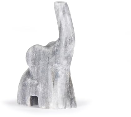 British Fossils 3 Hand-Carved Himalayan Grey Marble Elephant Ring Holder | Gift Boxed | Elegant Jewellery Storage & Gift