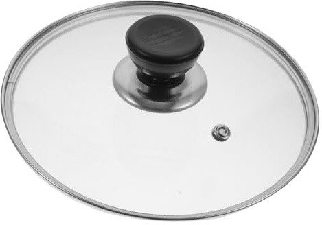 Glasdeckel für Pfanne mit Entlüftungsloch, Edelstahlgriff, Transparent