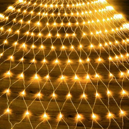 Vkechh Lichternetz Außen 4.5x1.6m, 300 LED Lichterkette außen Netz warmweiß, Wasserdicht Lichternetz Innen 8 Modi für Büsche Garten Zimmer Balkon IP44 Wasserdicht