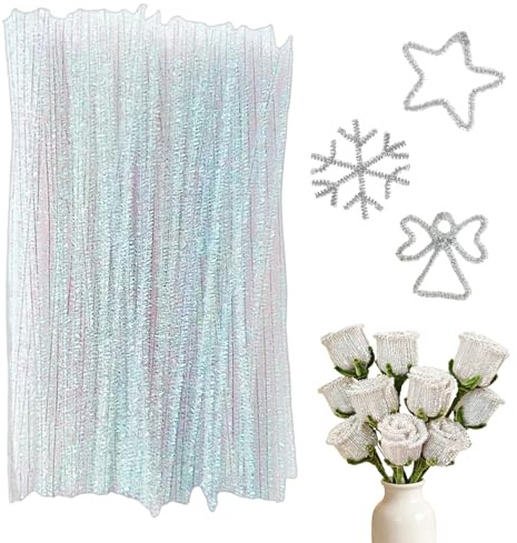 200 Stück Glitzer Pfeifenreiniger, Pfeifenputzer zum Basteln Glitzer | 30 cm × 6 mm, für Basteln und Dekorieren, für DIY Kreatives Basteln, Kunst, Hochzeit, Zuhause, Party, Weihnachtsdekoration