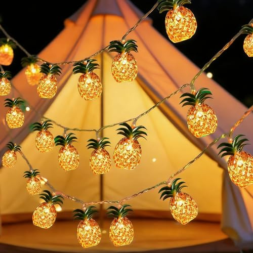 CutitiUU 20 LED-Ananas-Lichterkette, 3,0 m, tropische Sommer-Lichterkette, batteriebetrieben, dekorative Beleuchtung für Schlafzimmer, Geburtstag, Valentinstag, Party, Hawaii-Party-Dekor (Ananas)