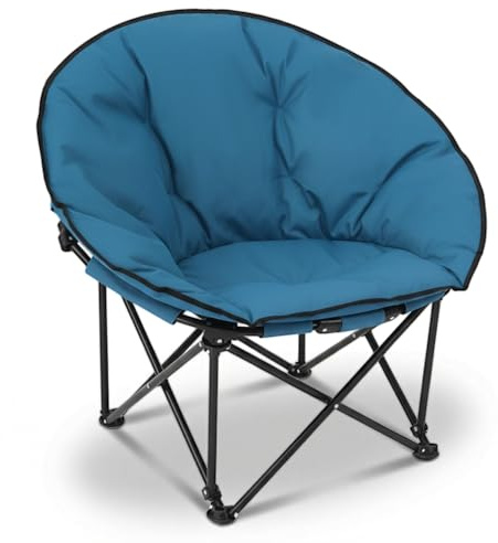 Sekey Übergroßer Campingstuhl Faltbar - Mondstuhl Dick Gepolstert - Hoher Rückenlehne Extra Breit Klappstuhl für Outdoor Indoor Garten Balkon Terrasse Blau